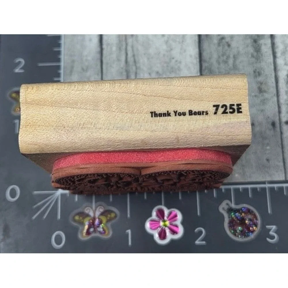 Rubber Stampede Thank You Bears Heart Love 725E Rubber Stamp Wood #J59